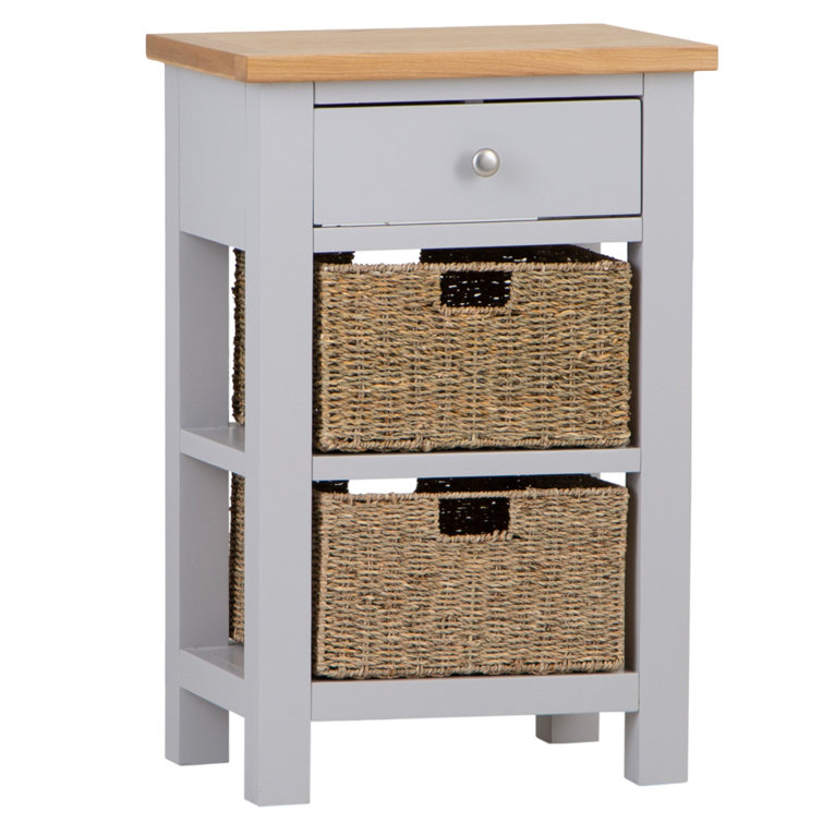 Grey wicker store bedside table